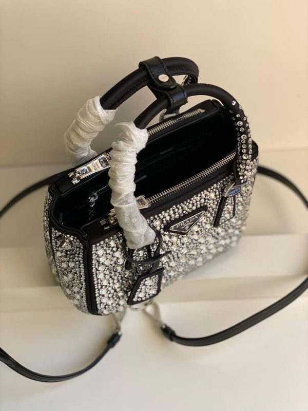 Prada Satin Crystal Mini Galleria Double Zip Tote - Image 3