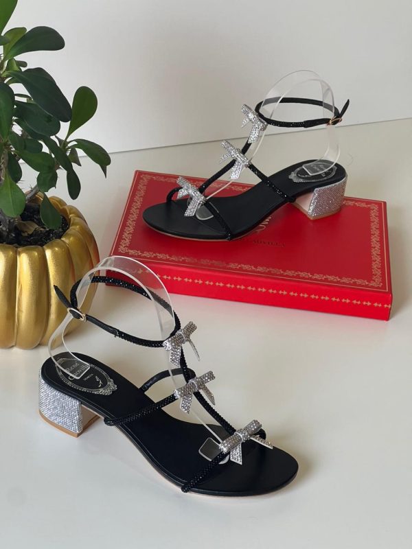 Rene Caovilla Embellished Satin Sandals - Image 8