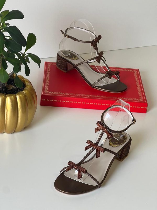 Rene Caovilla Embellished Satin Sandals - Image 7
