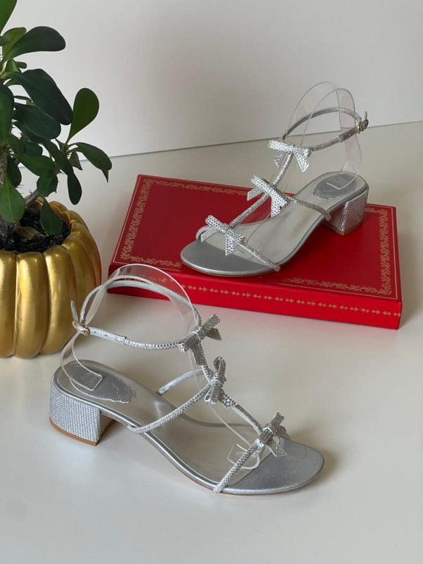 Rene Caovilla Embellished Satin Sandals - Image 6