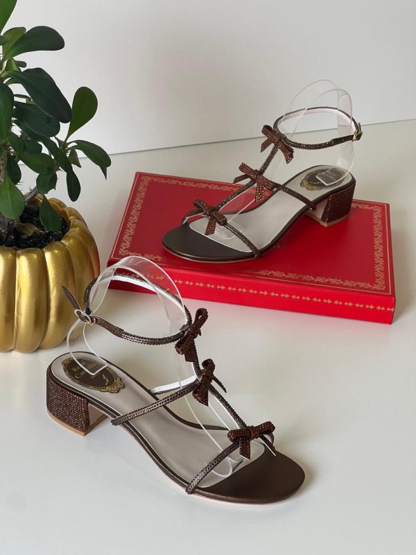 Rene Caovilla Embellished Satin Sandals - Image 4