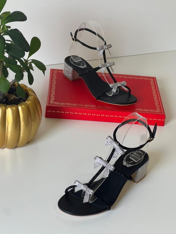 Rene Caovilla Embellished Satin Sandals - Image 3