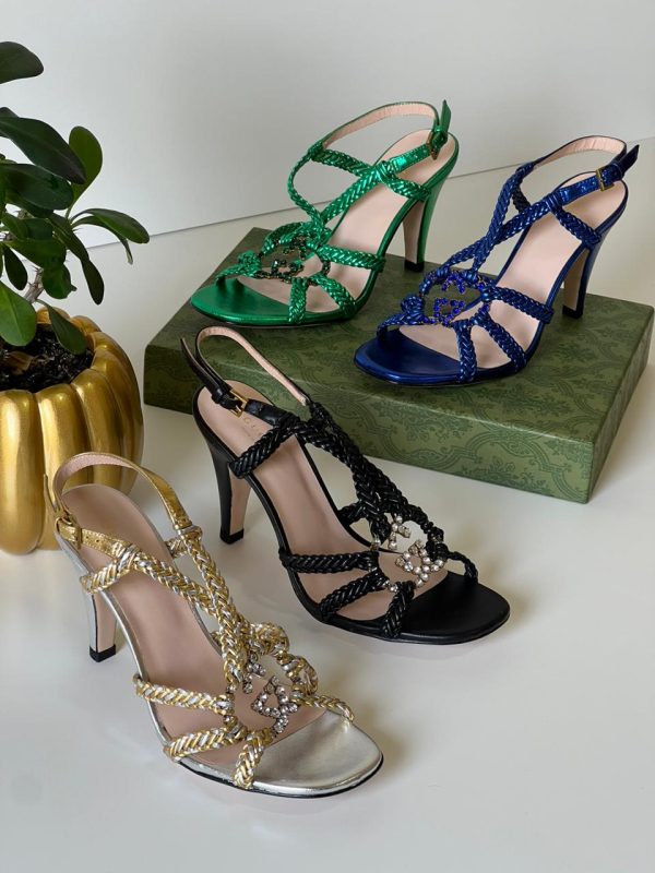 Gucci Isa Crystal-Embellished Leather Sandals