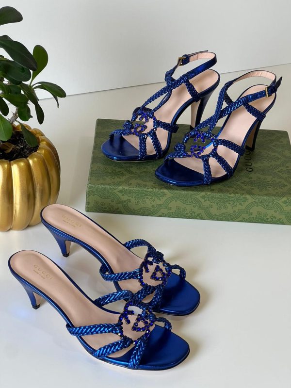 Gucci Isa Crystal-Embellished Leather Sandals - Image 3