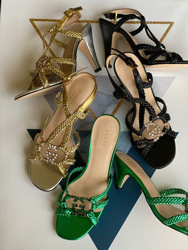 Gucci Isa Crystal-Embellished Leather Sandals - Image 2