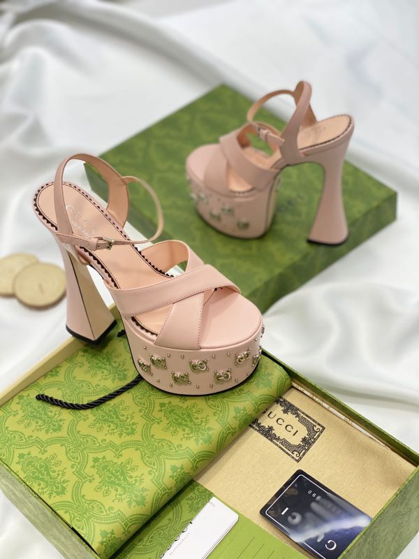 Gucci Interlocking G Studded Platform Sandals - Image 2