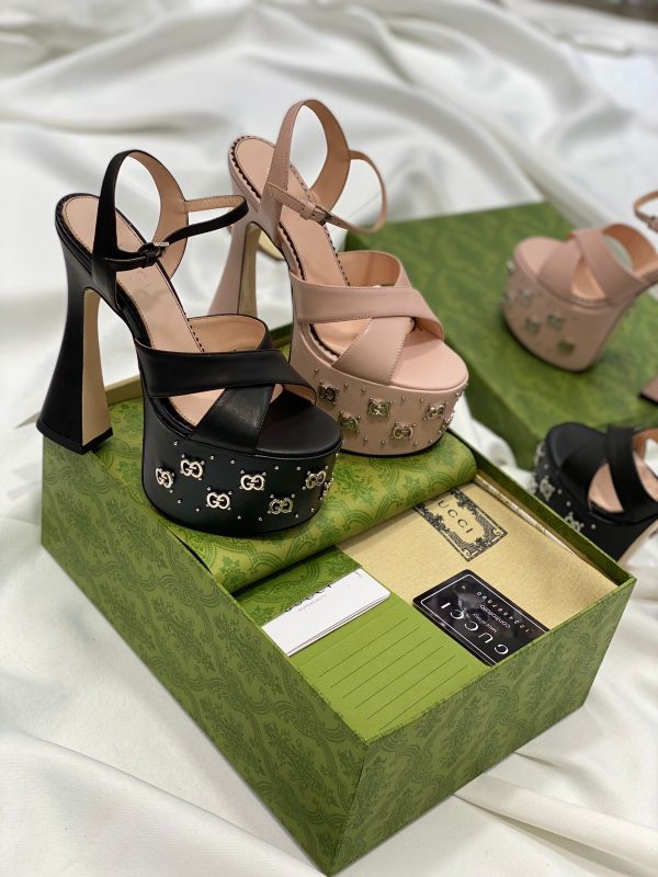 Gucci Interlocking G Studded Platform Sandals