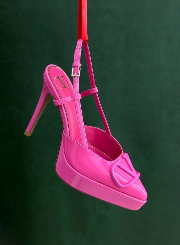 Valentino Vlogo Leather Slingback Pumps