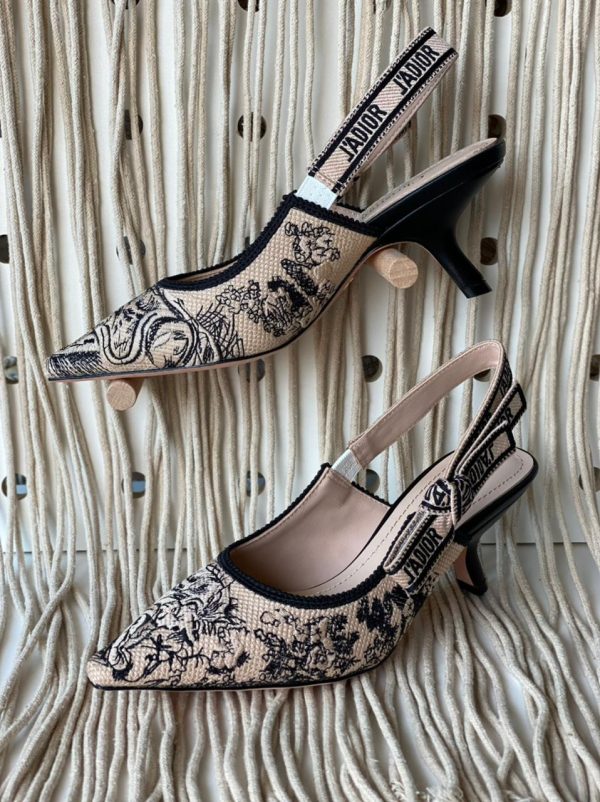 Dior Canvas Jadior Slingback Pumps - Image 4