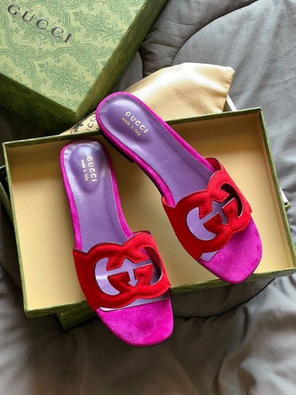 Gucci Suede Interlocking G Sandals - Image 2