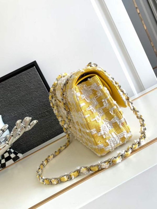 Chanel Classic Flap Tweed Shoulder Bag In Yellow - Image 2