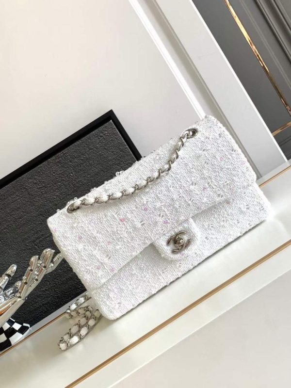 Chanel Classic Flap Tweed Shoulder Bag In Yellow - Image 3