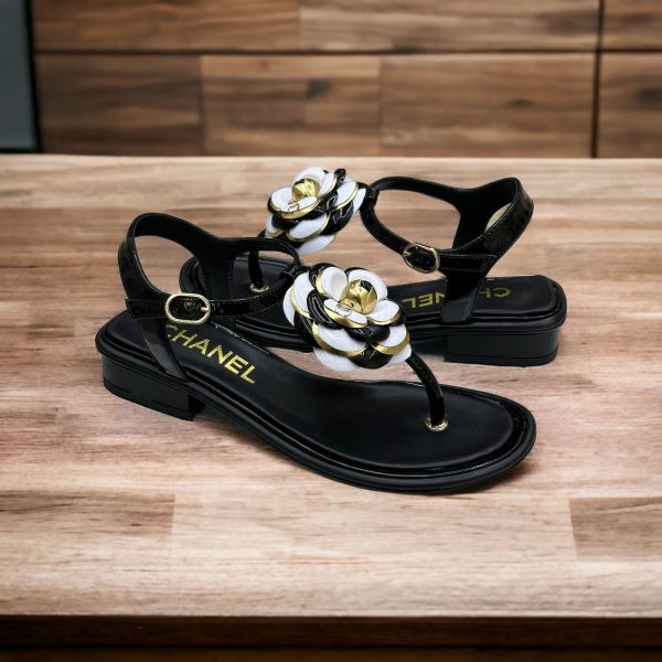 Chanel CC Camellia Flower Ankle T Strap Sandals - Image 2