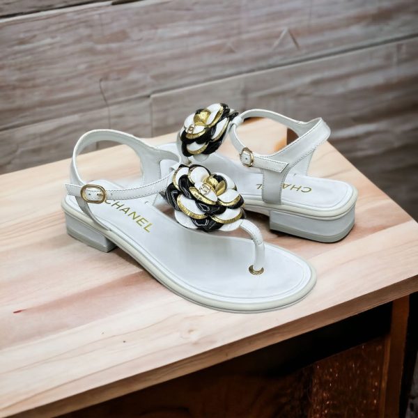 Chanel CC Camellia Flower Ankle T Strap Sandals - Image 3