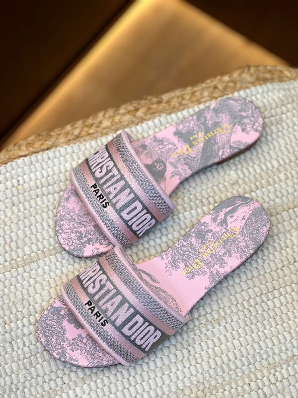 Dior Dway Embroidered Cotton Sandals - Image 2