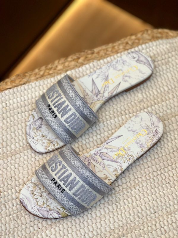 Dior Dway Embroidered Cotton Sandals - Image 4