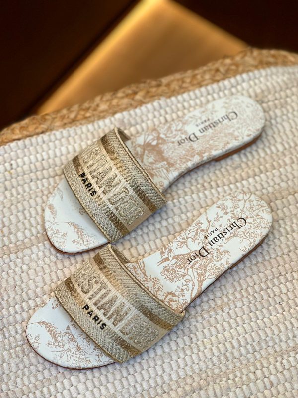 Dior Dway Embroidered Cotton Sandals - Image 6