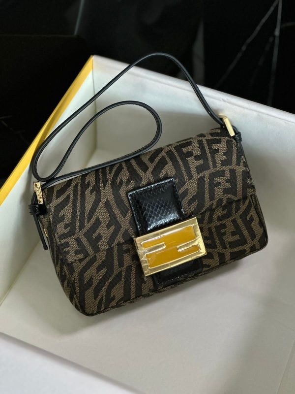 Fendi Logo Embossed Small Baguette - Image 2
