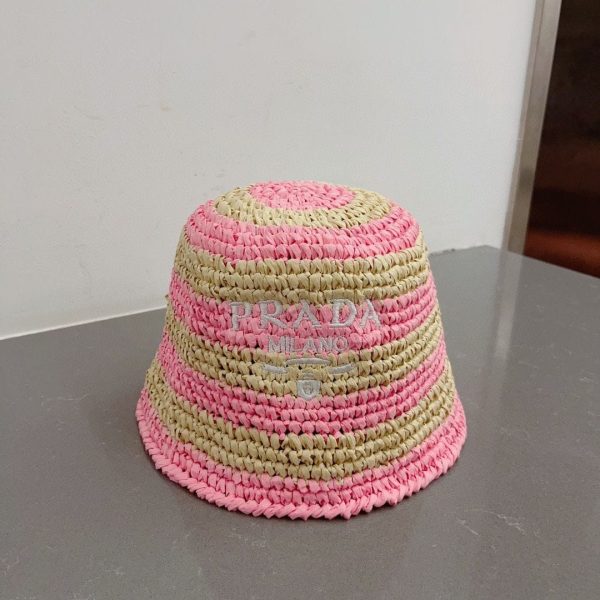 Prada Natural Raffia Bucket Hat - Image 6