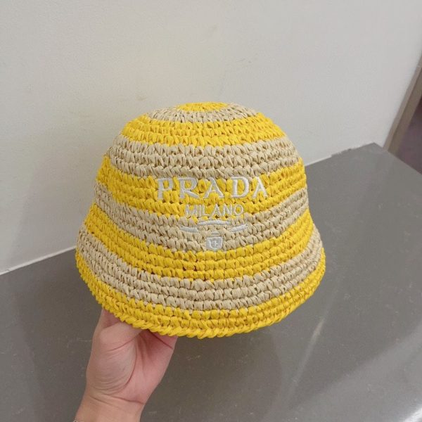Prada Natural Raffia Bucket Hat - Image 4