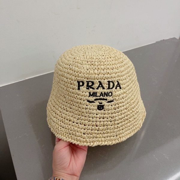 Prada Natural Raffia Bucket Hat