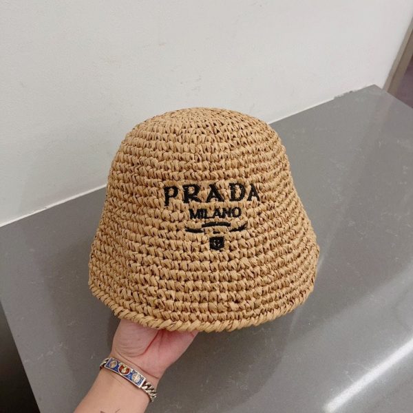 Prada Natural Raffia Bucket Hat - Image 2