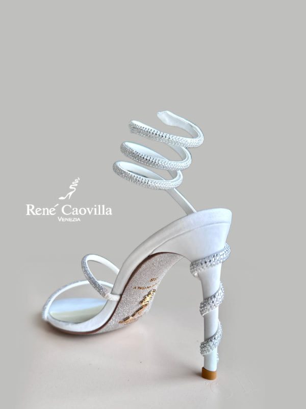 Rene Caovilla Cleo Crystal Embellished Leather Heeled - Image 7