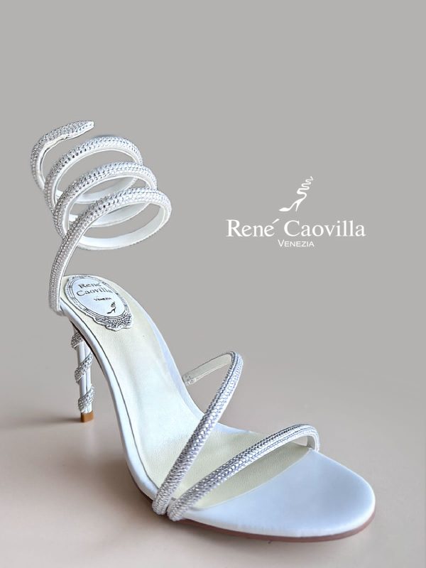 Rene Caovilla Cleo Crystal Embellished Leather Heeled - Image 6