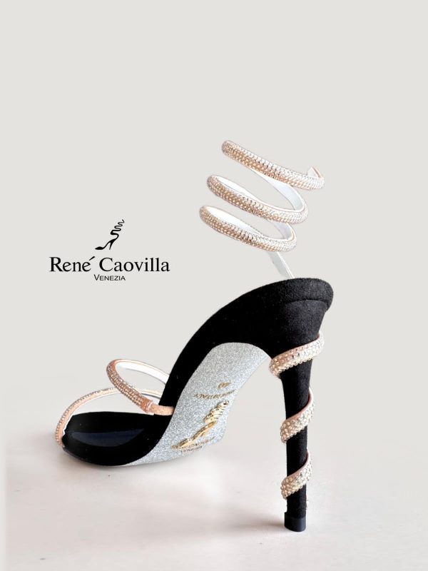 Rene Caovilla Cleo Crystal Embellished Leather Heeled - Image 8