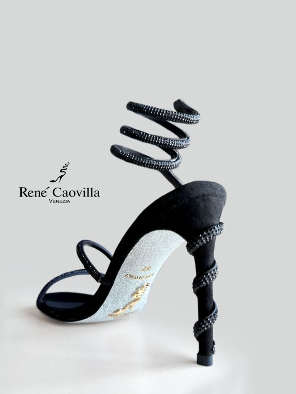 Rene Caovilla Cleo Crystal Embellished Leather Heeled - Image 9
