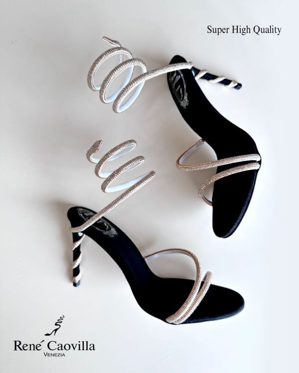 Rene Caovilla Cleo Crystal Embellished Leather Heeled - Image 3