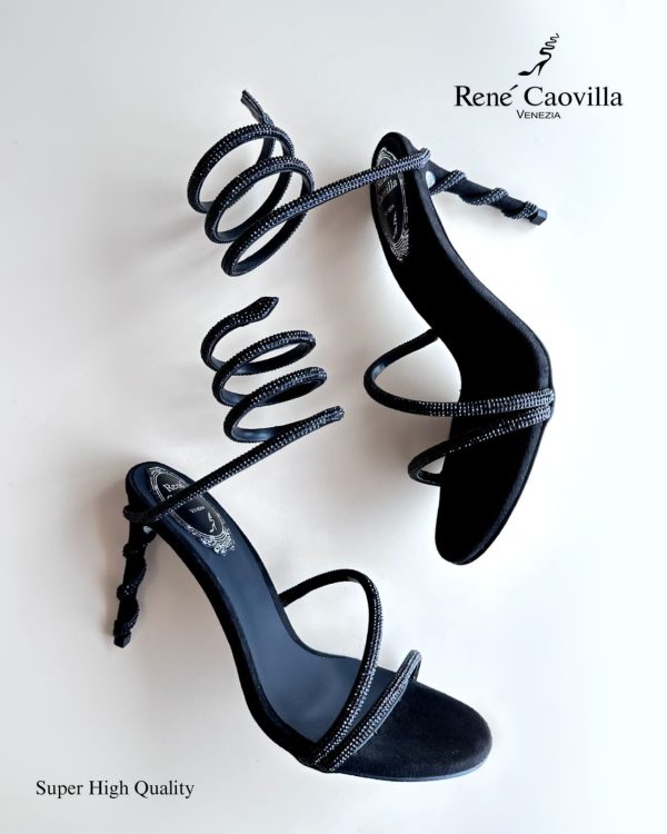 Rene Caovilla Cleo Crystal Embellished Leather Heeled - Image 2