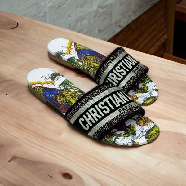Christian Dior Dway Slide Embroidery Slippers - Image 9