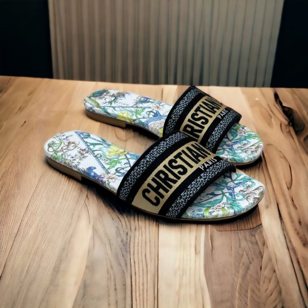 Christian Dior Dway Slide Embroidery Slippers