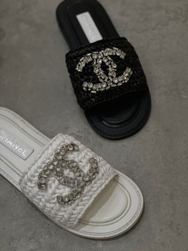Chanel Crystal CC Logo Raffia