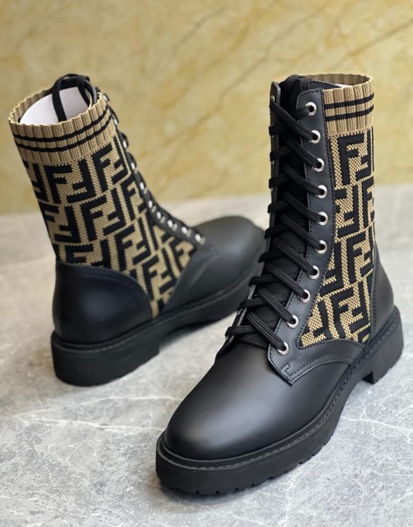 Fendi Rockoko Leather Combat Boots Black - Image 2
