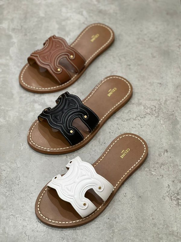 Celine Triomphe Mule In Calfskin