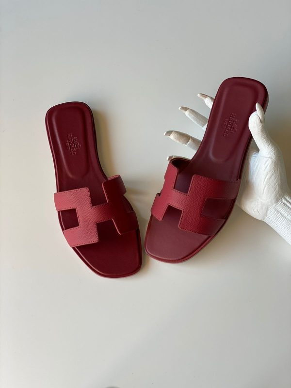 Hermes Oran Pink Leather Sandals - Image 3