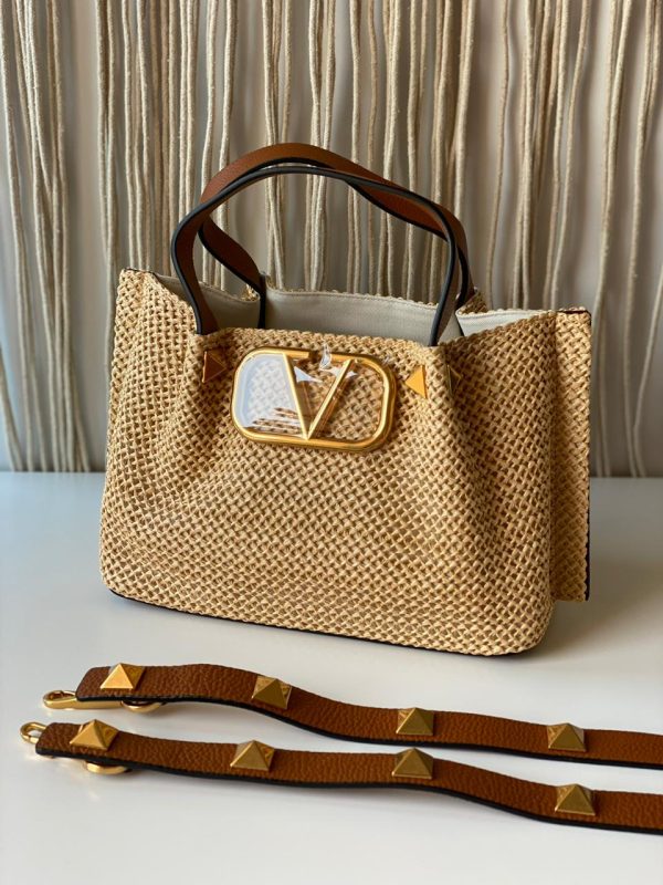 Valentino Garavani Summer V Logo Woven Tote Bag - Image 2