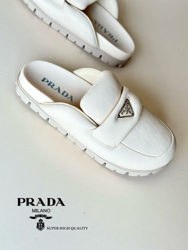 Prada Soft Padded Nappa Leather Mules - Image 5