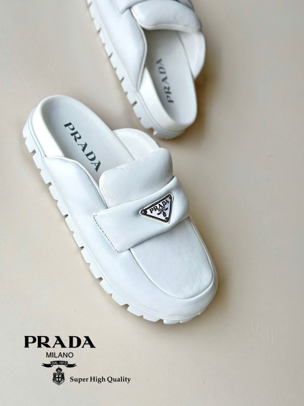 Prada Soft Padded Nappa Leather Mules - Image 6