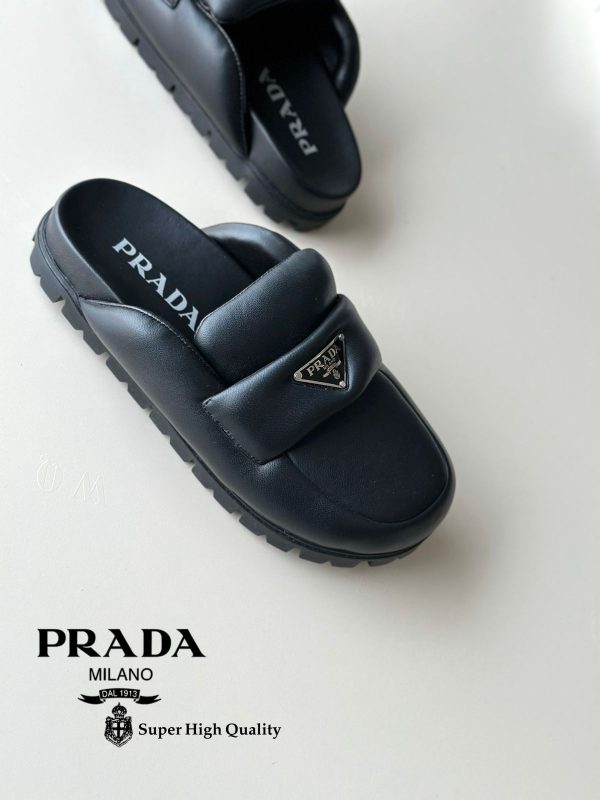 Prada Soft Padded Nappa Leather Mules - Image 7