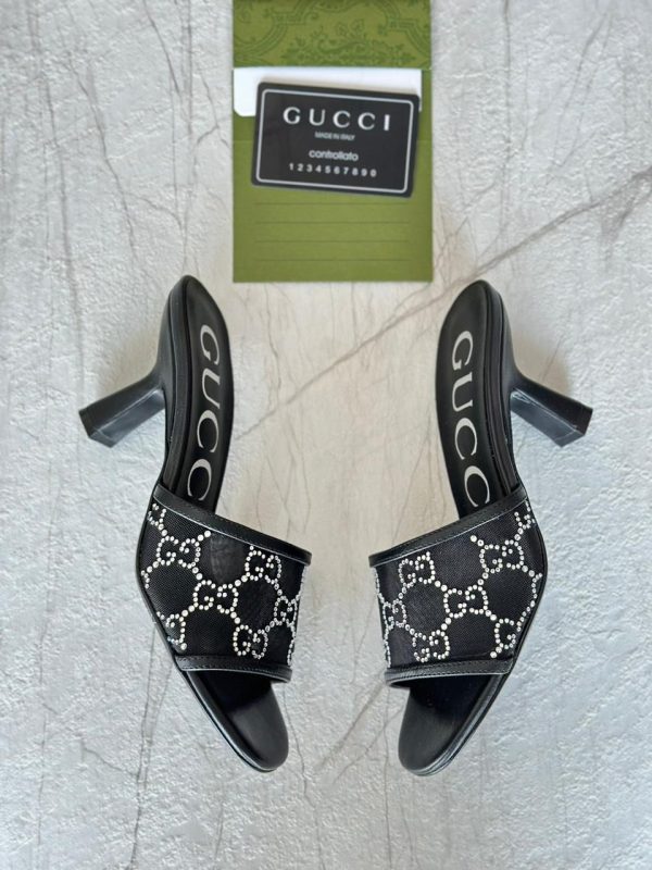 Gucci GG Women Mid Heels Slide Sandals - Image 2