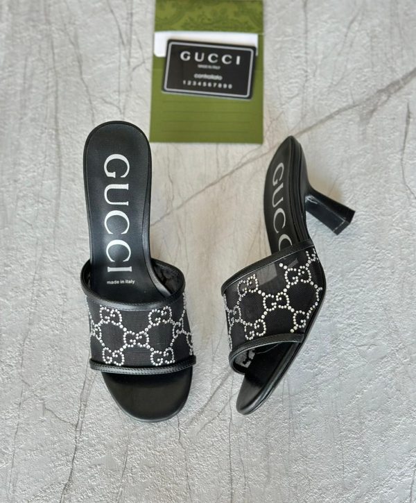 Gucci GG Women Mid Heels Slide Sandals - Image 4