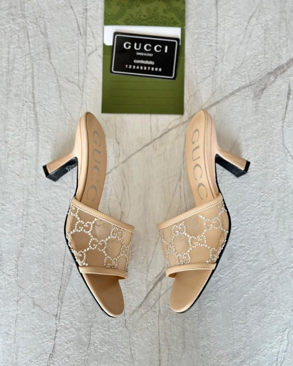 Gucci GG Women Mid Heels Slide Sandals - Image 3