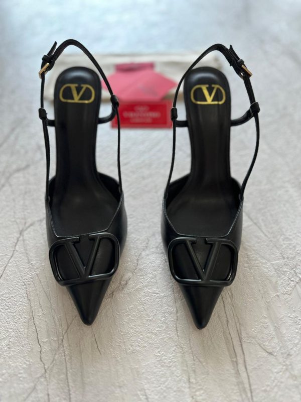 Valentino Garavani Leather Vlogo Slingback Pumps - Image 2