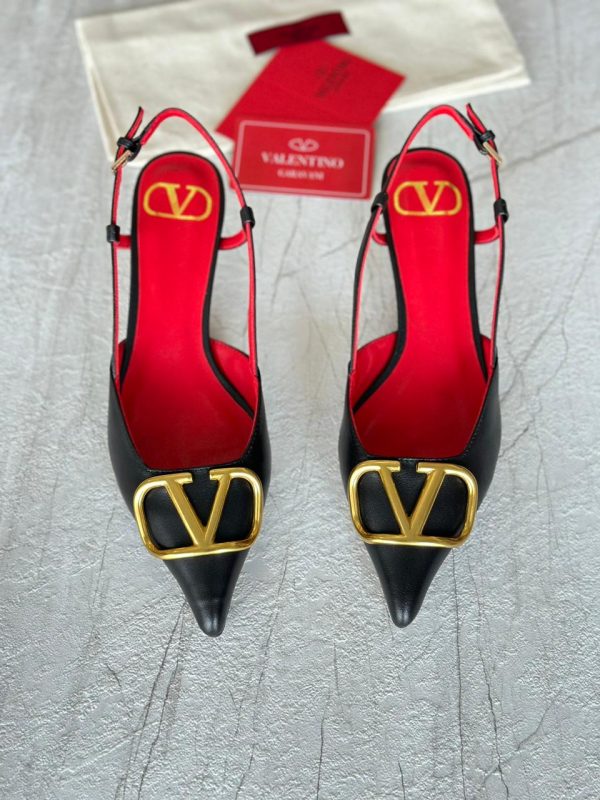 Valentino Garavani Leather Vlogo Slingback Pumps