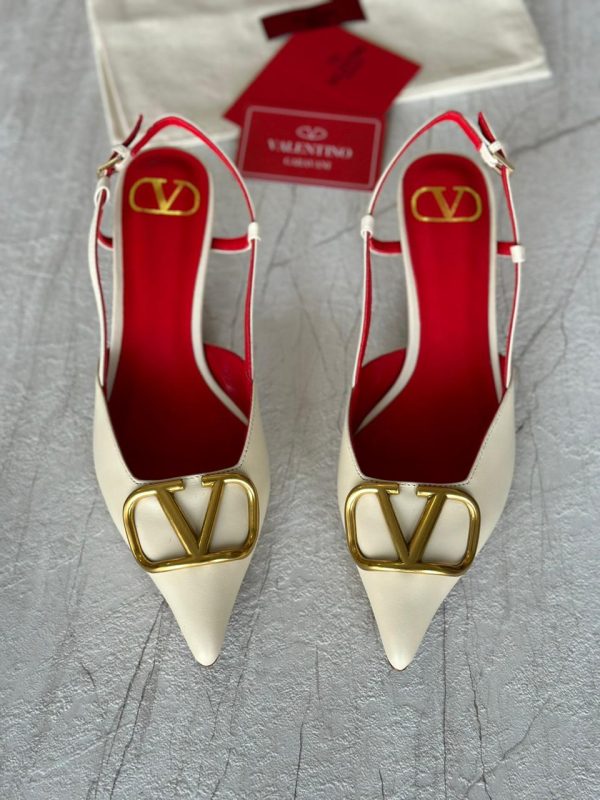 Valentino Garavani Leather Vlogo Slingback Pumps - Image 5