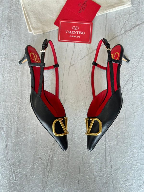 Valentino Garavani Leather Vlogo Slingback Pumps - Image 8