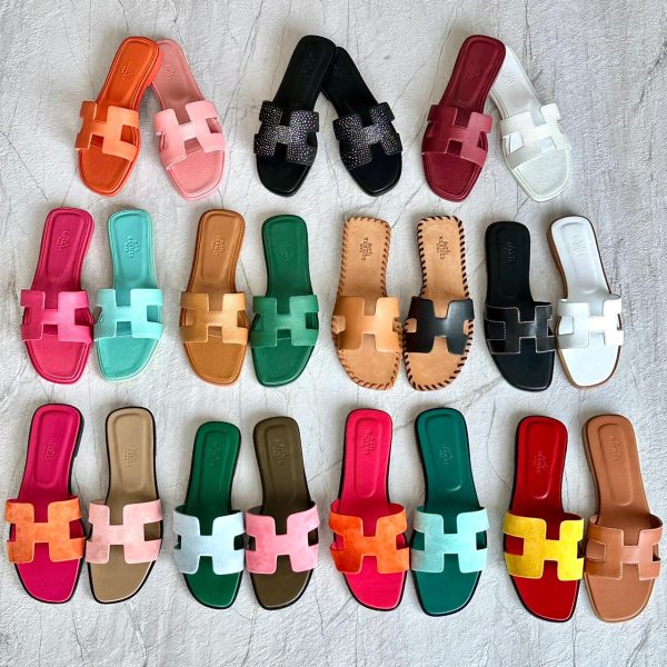Hermes Oran Leather Sandals For Women